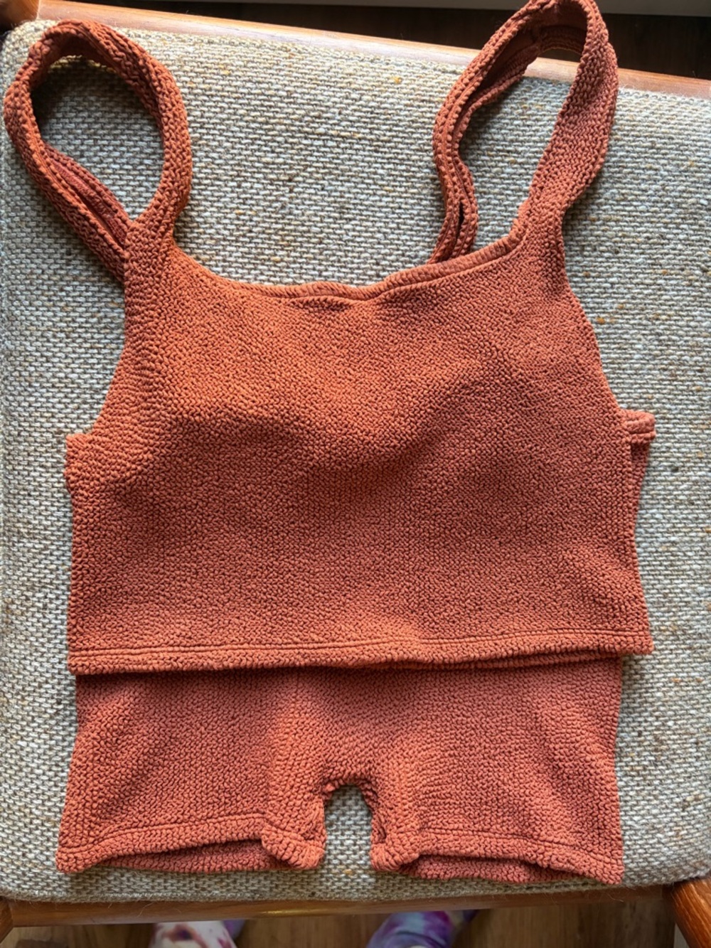 Youswim rust Orange Knit Tank & Short bathing suit Set